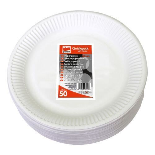 Хартиена чиния бяла с диаметър 23 см за еднократна употреба ( 50 броя)