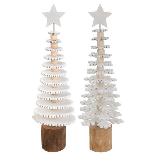 Коледна декоративна елха бяла/естествена 25 см микс от мотиви