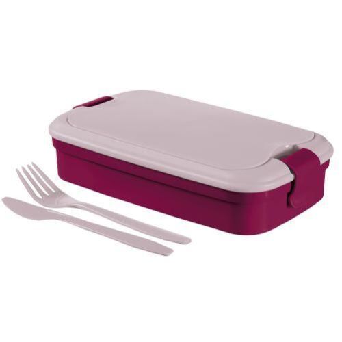 Кутия за закуски LUNCH & GO 23x14x7cm+ прибори за хранене, пластмаса, лилаво