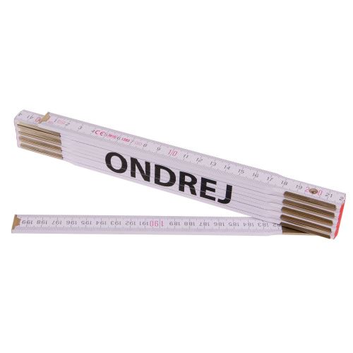 Сгъваема ролетка Ondrej, Profi, бяла, дървена, дължина 2М / опаковка 1 бр.