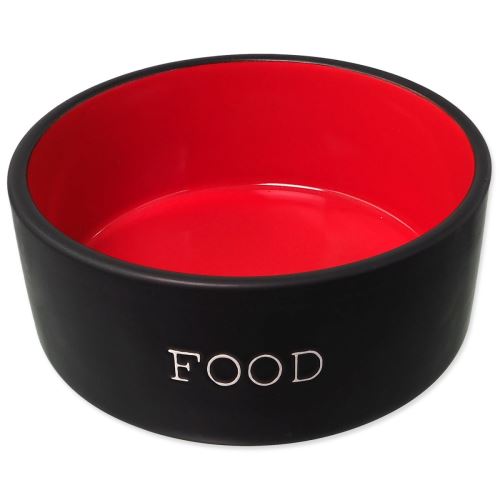 DOG FANTASY керамична купа черно-червена FOOD 16 x 6,5 cm 850 ml