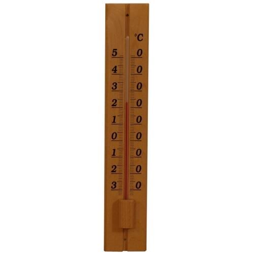 Външен термометър D34 дървен 32cm светлина