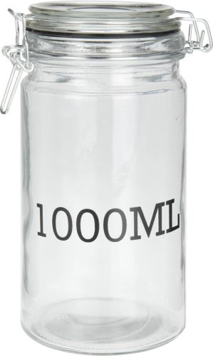 Херметичен буркан от 1000ml стъкло със затваряне с щракване, с печат