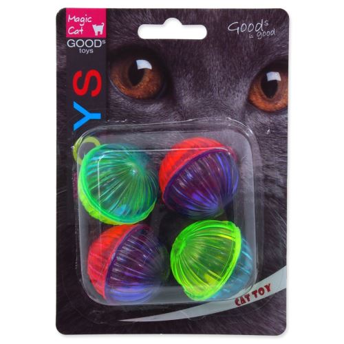 Играчка Магическа топка за котки лъскава пластмаса със звук 3,75 см 4 бр.