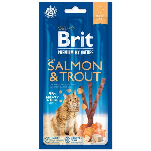 BRIT Premium by Nature пръчици за котки със сьомга и пъстърва 3 бр.
