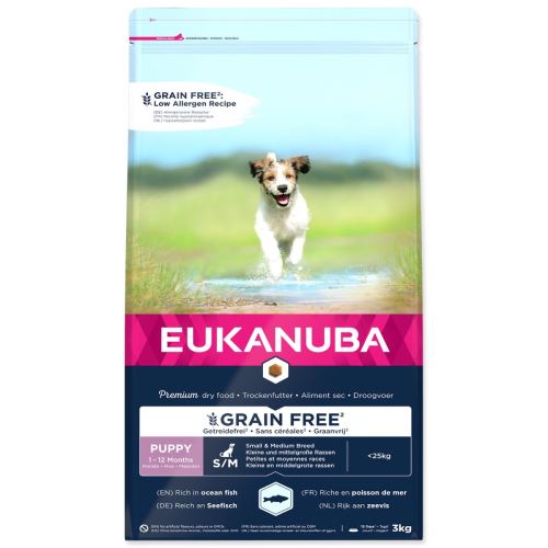 EUKANUBA Puppy & Junior Small & Medium Breed Grain Free Ocean Fish 3 кг