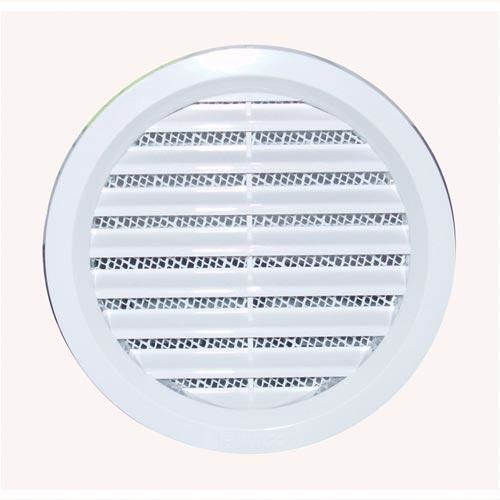 Вентилационна решетка кръгла с мрежа от пластмаса бяла диаметър 100 мм