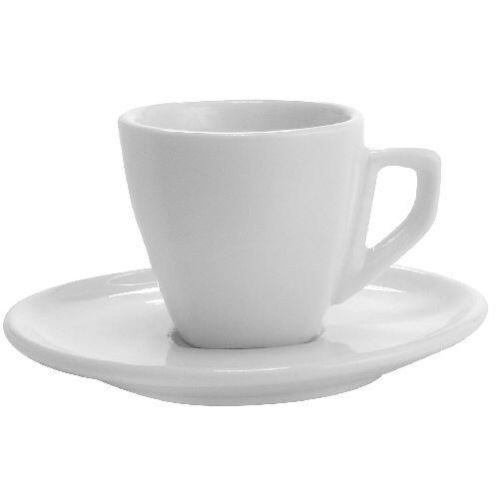 Чаша + чинийка 120ml квадратна ALBA Бял порцелан
