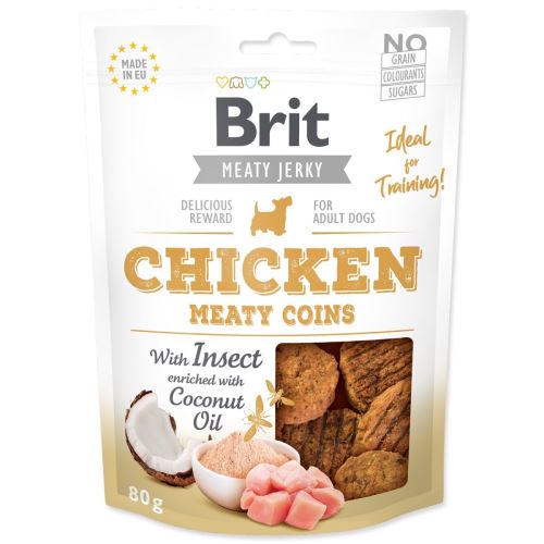 Снак BRIT Jerky Chicken with Insect Meaty Coins 80 g