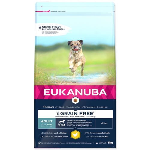 EUKANUBA Adult Small & Medium Breed Grain Free Chicken 3 кг