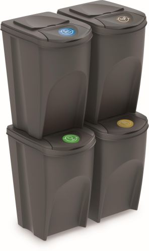 Пластмасов контейнер за сортирани отпадъци сив 4x35l