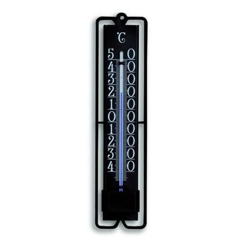 Термометър за външна употреба 19 см, пластмасов, черен