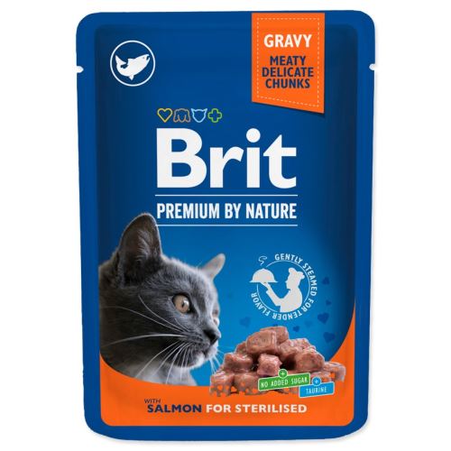 BRIT Premium Chunks в сос със сьомга за стерилизирани котки 100 г