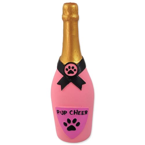 Играчка DOG FANTASY Латексова бутилка за шампанско със звук розова 16,5 см