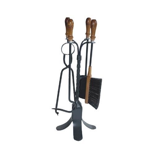 Инструменти за камина KLASIK метал/череша, комплект инструменти от 4 части със стойка