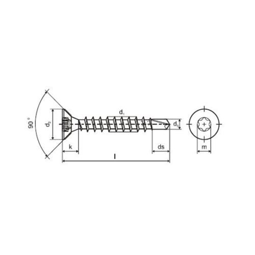 Самопробивен винт ZH T 6 dr. 6,0 x 60 ZZ за дърво TORX