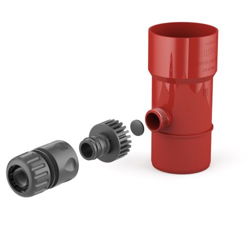 BRYZA Колектор за дъждовна вода Ø 110 mm с 1" резба, червен RAL 3011