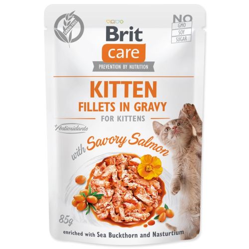 BRIT Care Cat Kitten Филета в сос с пикантна сьомга 85 g