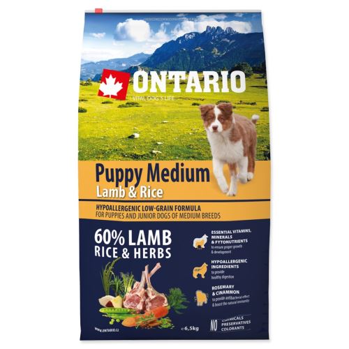 Ontario Puppy Medium Lamb & Rice 6,5 кг