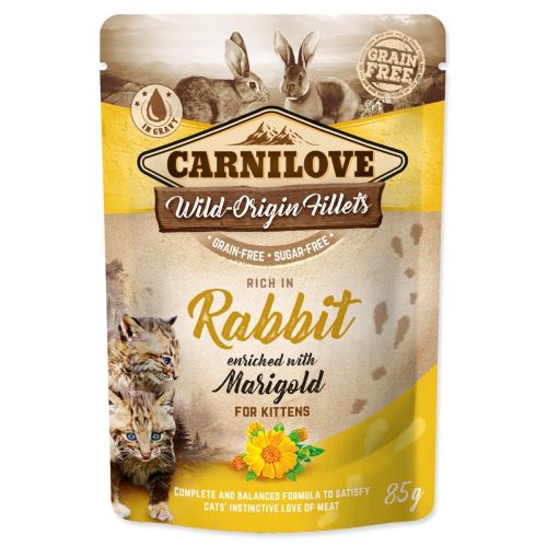 Капсула CARNILOVE Kitten Rich in Rabbit, обогатена с невен 85 g