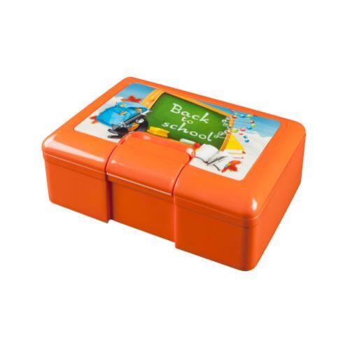Кутия за обяд с печат 19,5x12,5x7cm, затваряне с клипс, пластмаса, микс от декори