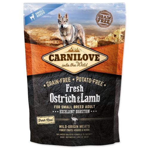 CARNILOVE Fresh Ostrich & Lamb Excellent Digestion за кучета от малки породи 1,5 кг