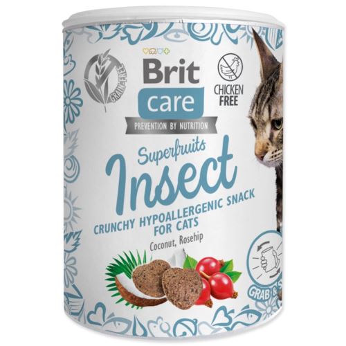 BRIT Care Cat Snack Superfruits Insect с кокосово масло и шипки 100 g