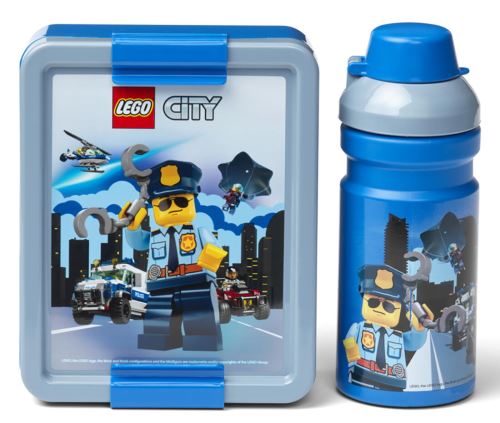 Кутия за закуски 20x17,3x7,1cm + бутилка 390ml, PP+ силикон LEGO CITY комплект 2 броя