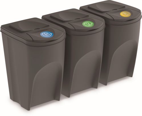 Пластмасов контейнер за отпадъци сив 3x35l