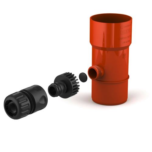 BRYZA Колектор за дъждовна вода Ø 63 mm с резба 3/4", тухлено червен цвят RAL 8004
