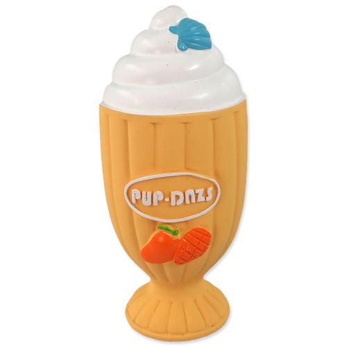 Играчка DOG FANTASY Латексова чаша за сладолед със звук оранжева 15 см
