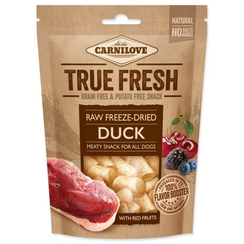 CARNILOVE Истински пресен замразено сушен снакс DUCK с 5 червени плода 40 g