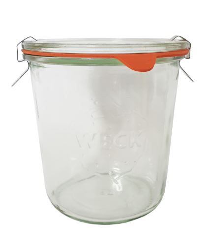 Буркан за консервиране 850ml WECK + капак, уплътнение, 2 щипки