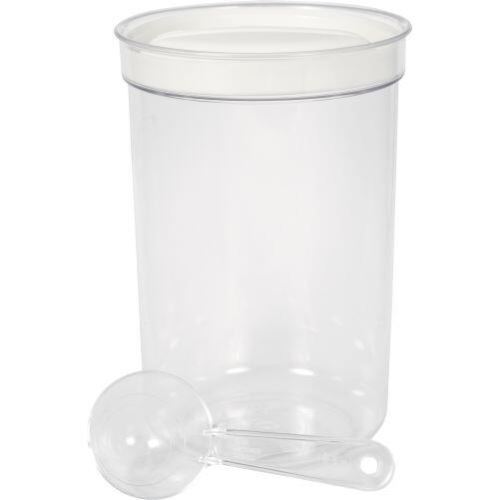 Кръгъл буркан 1,7 л + пластмасова мерителна чаша