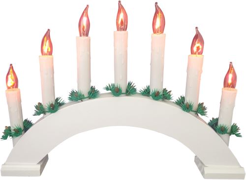 Коледен свещник PLAMEN, 7 свещи, цвят бял, арка