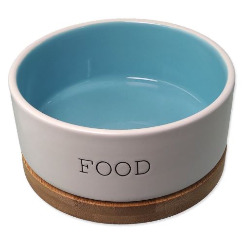 DOG FANTASY керамична купа бяло-синя FOOD с подложка 13 x 5,5 cm 400 ml