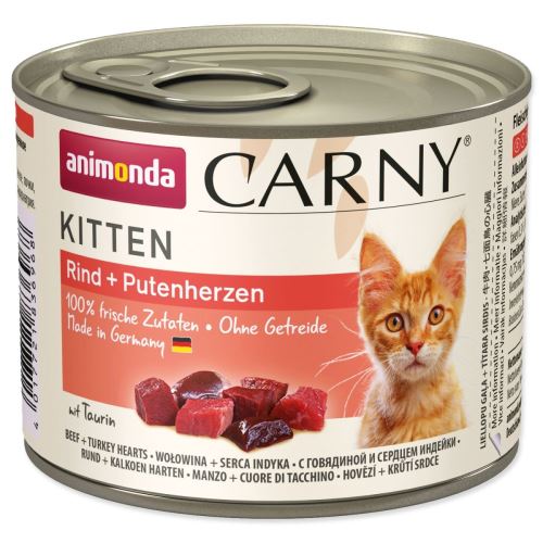 Консерви Carny Kitten говеждо + пуешки сърца 200 g