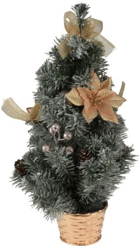 Коледна елха в саксия 40 см, украсена със смесица от цветове