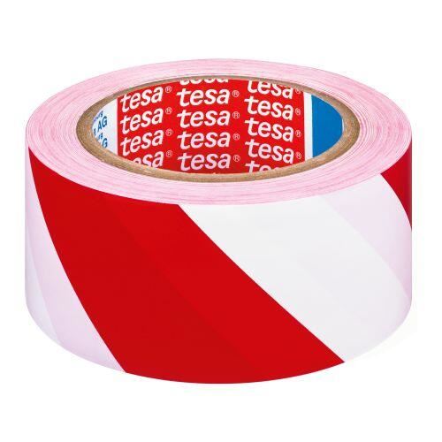 Самозалепваща се предупредителна лента TESA - червено-бяла