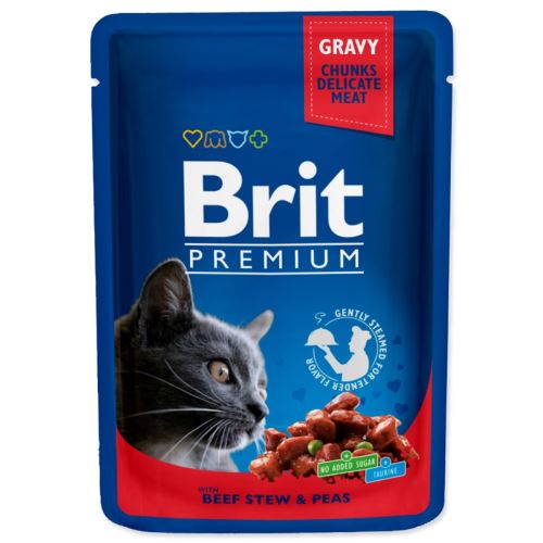 BRIT Premium Cat Говеждо задушено и грах 100 g